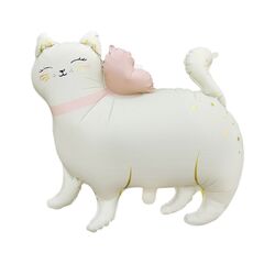 Шар К Фигура, Милая кошка с бантиком, Белый, Сатин, 27''/68 см, 1 шт.