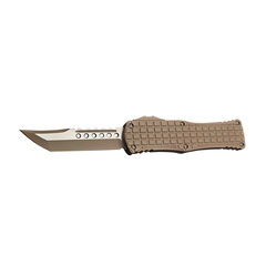 Фото Автоматический нож Microtech Hera Hellhound Frag Cerakote, сталь М390, рукоять алюминий, коричневый