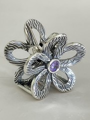 Ромашка (заколка-крабик из серебра)