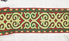 Тесьма жаккард, ш. 10 см, красный/жёлтый/зелёный