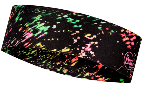 Узкая спортивная повязка на голову Buff Headband Slim CoolNet Speckle Black фото 1