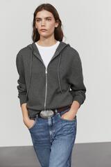 Massimo Dutti Хлопковый кардиган с капюшоном, серый