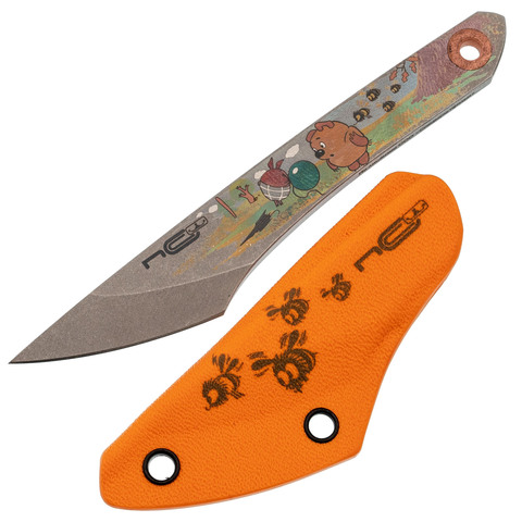 Нож скелетный N.C.Custom Koi Винни-Пух, сталь AUS-8, BW