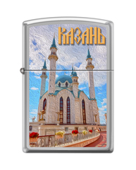 Фото Зажигалка ZIPPO Казань с покрытием High Polish Chrome, латунь/сталь, серебристая, 36х12х56 мм
