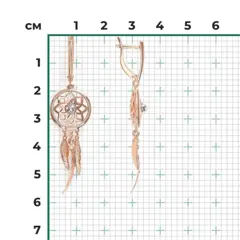 Серьги «Ловцы снов» с английским замком из комбинированного золота 585 пробы