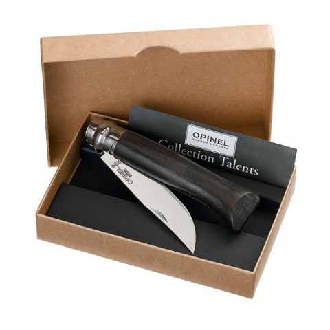 Нож Opinel №8, нержавеющая сталь, рукоять эбеновое дерево, деревянный футляр