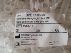 72.695.500 Микропробирки. Тип SafeSeal. 2.0 мл, РР, нейтральные. В уп./250 шт./Sarstedt AG &Co., Германия/