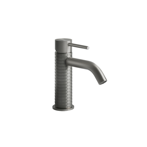 Gessi 316 54202#239 Смеситель для раковины на 1 отверстие, без донного клапана, излив 123мм, цвет: steel brushed