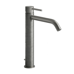 Gessi 316 54203#239 Смеситель для раковины на 1 отверстие, высокий h=305мм, с донным клапаном, излив 156мм, цвет: steel brushed фото