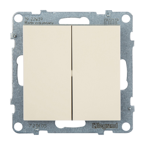 Выключатель двухклавишный - Legrand SUNO - 10АХ 250В безвинтовые зажимы - Слоновая кость