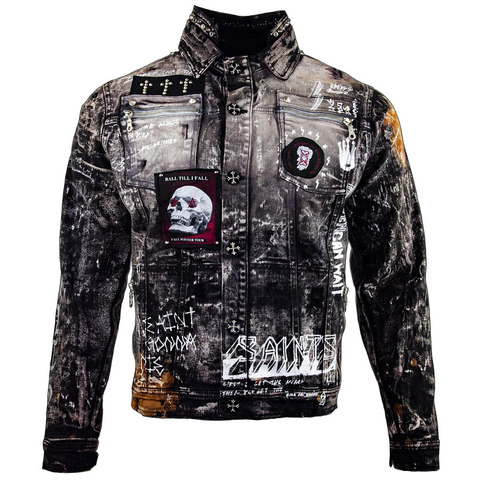 The Saints Sinphony | Куртка джинсовая мужская BLACK DISTRESSED CONCERT TRUCKER JACKET TSJ019 перед