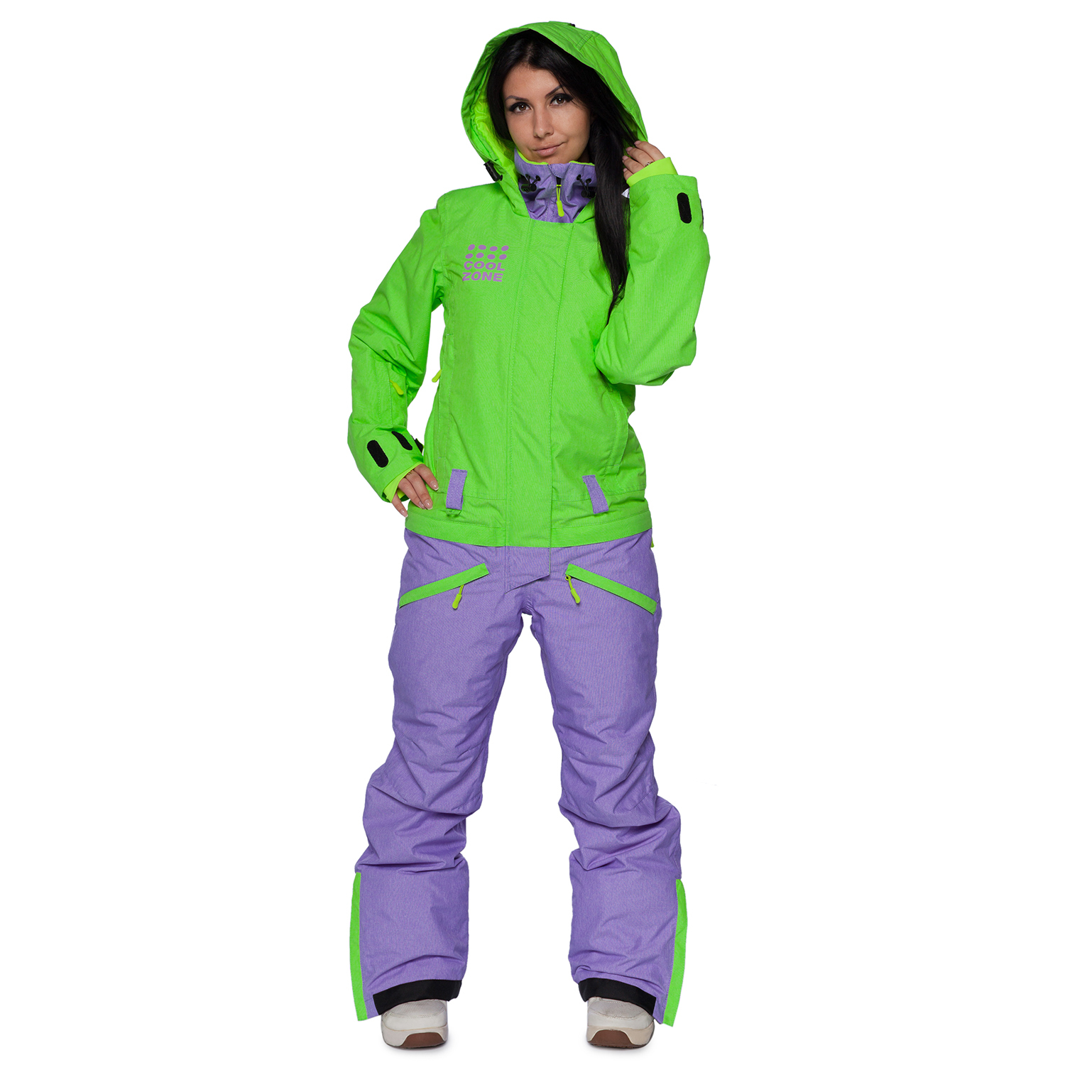 Комбинезон для сноуборда COOL ZONE 18 TWIN МЕЛАНЖ женский лайм-фиолет - 6