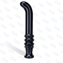 Черный вибромассажер G-Spot из стекла, 19 см