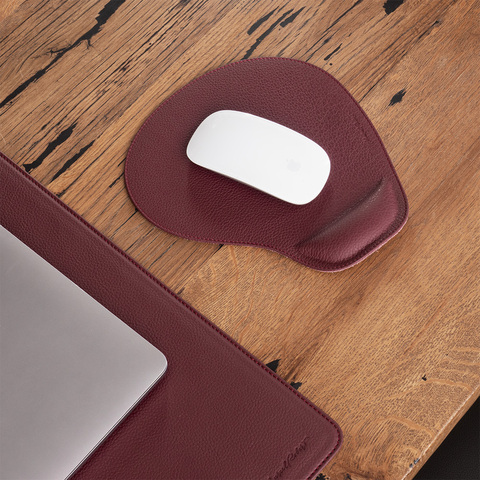 Коврик для мышки Souris из натуральной кожи теленка, бордового цвета