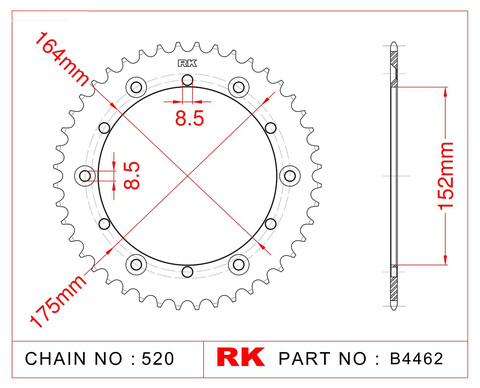 Звезда Задняя Ведомая RK B4462-49 JTR853-49 TTR250 TT250-R TT250 Raid