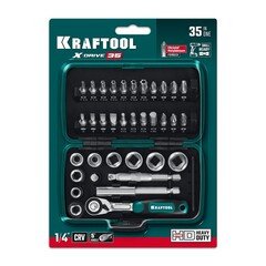 KRAFTOOL X-Drive 35, 35 предм., универсальный набор инструмента 1/4