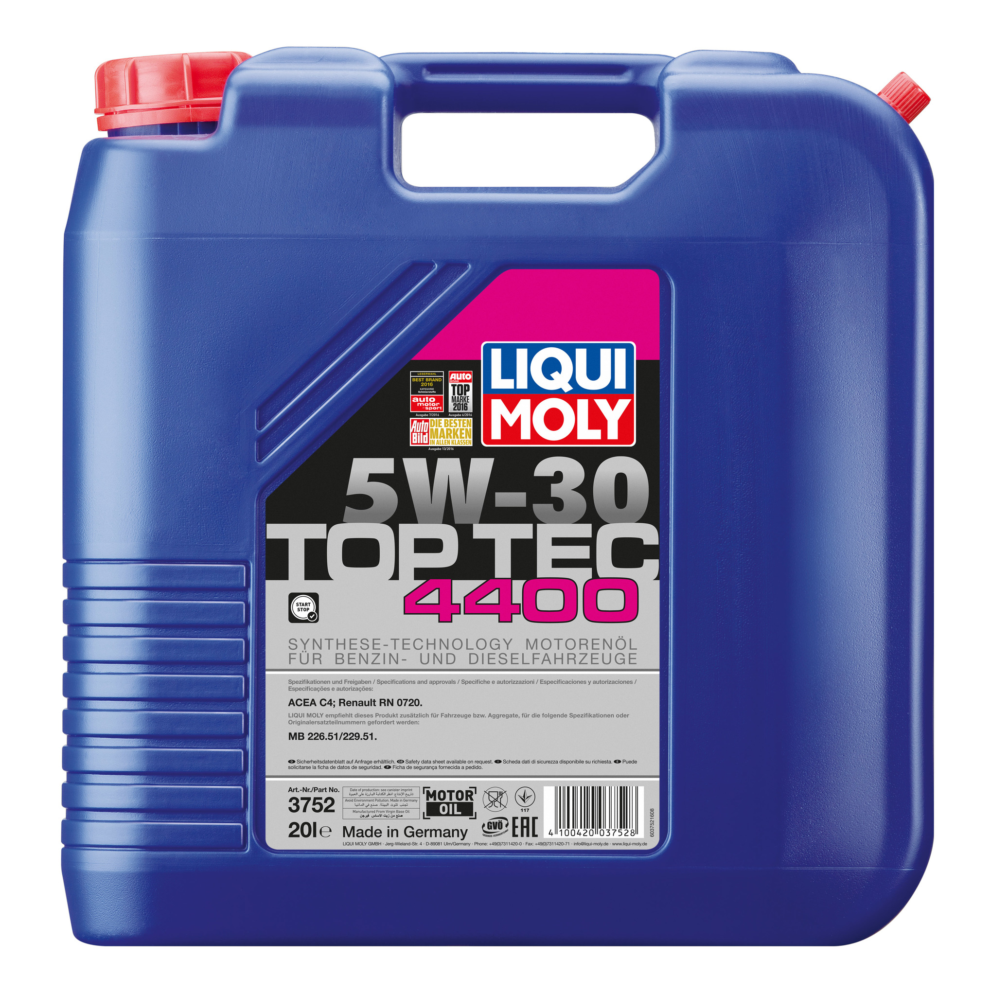 Масло моторное Liqui Moly Top Tec 4400 5W30 НС-синтетическое, 20л