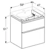 Geberit Smyle Square 500.352.00.1 Тумба под раковину 58.4x61.7x47см, Белый / Высокоглянцевое покрытие