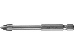 STAYER 10 мм, 4х кромка, HEX 1/4, Сверло по стеклу и кафелю (2985-10)