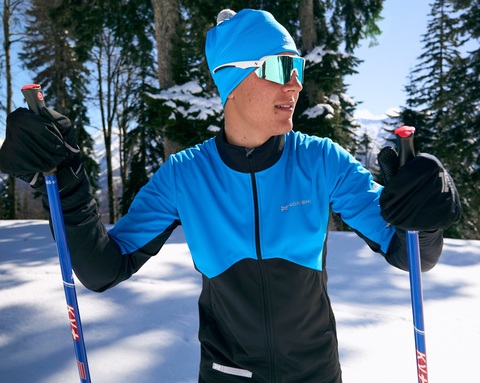 Мужская тренировочная лыжная куртка Nordski Pro 2.0 light blue-black