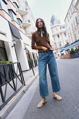 ZARA ДЖИНСЫ-КЮЛОТЫ Z1975 С ВЫСОКОЙ ПОСАДКОЙ И РЕМНЕМ, ВЫЦВЕТШИЙ СИНИЙ