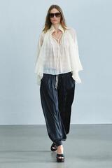 ZARA АТЛАСНЫЕ БРЮКИ-БАЛЛОНЫ — ZW COLLECTION, ЧЕРНЫЙ