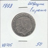 V0705 1998 Швеция 1 крона V0705 1998 Швеция 1 крона