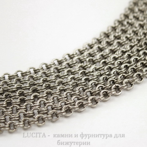 Винтажная цепь двойная (звено 4 мм) (оксид серебра), 10 cм ()