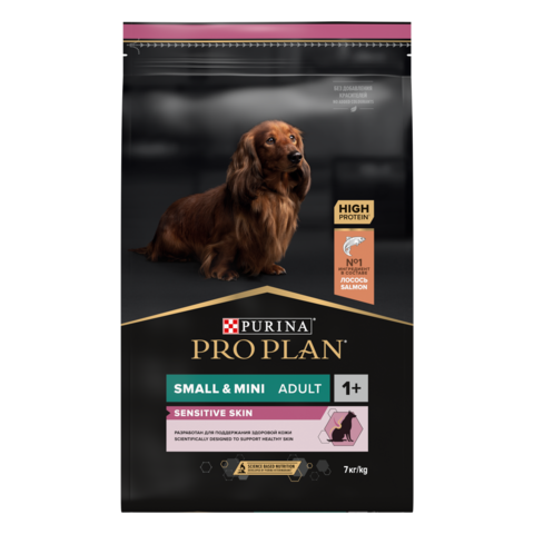 Pro Plan сухой корм для взр собак мелких пород с чувствительной кожей (лосось) 7 кг