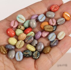 Подвеска Кофе зерно, бирюзовый, акрил, 10*8 мм, Ф062