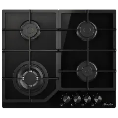 Газовая панель Monsher MGG 63 Noir, 4 конфорки, черная, закаленное стекло Газовая панель Monsher MGG 63 Noir, 4 конфорки, черная, закаленное стекло