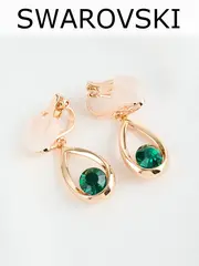 Клипсы-капли Белла с зелеными кристаллами Swarovski