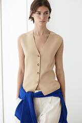 Massimo Dutti Жилет на пуговицах, бежевый