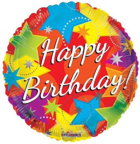 Воздушный шар Happy Birthday, Звезды, 45 см