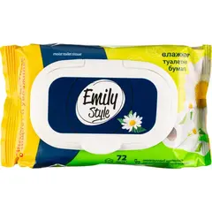 Бумага туалетная влажная Emily Style растворяющаяся,с крышкой 72шт/уп