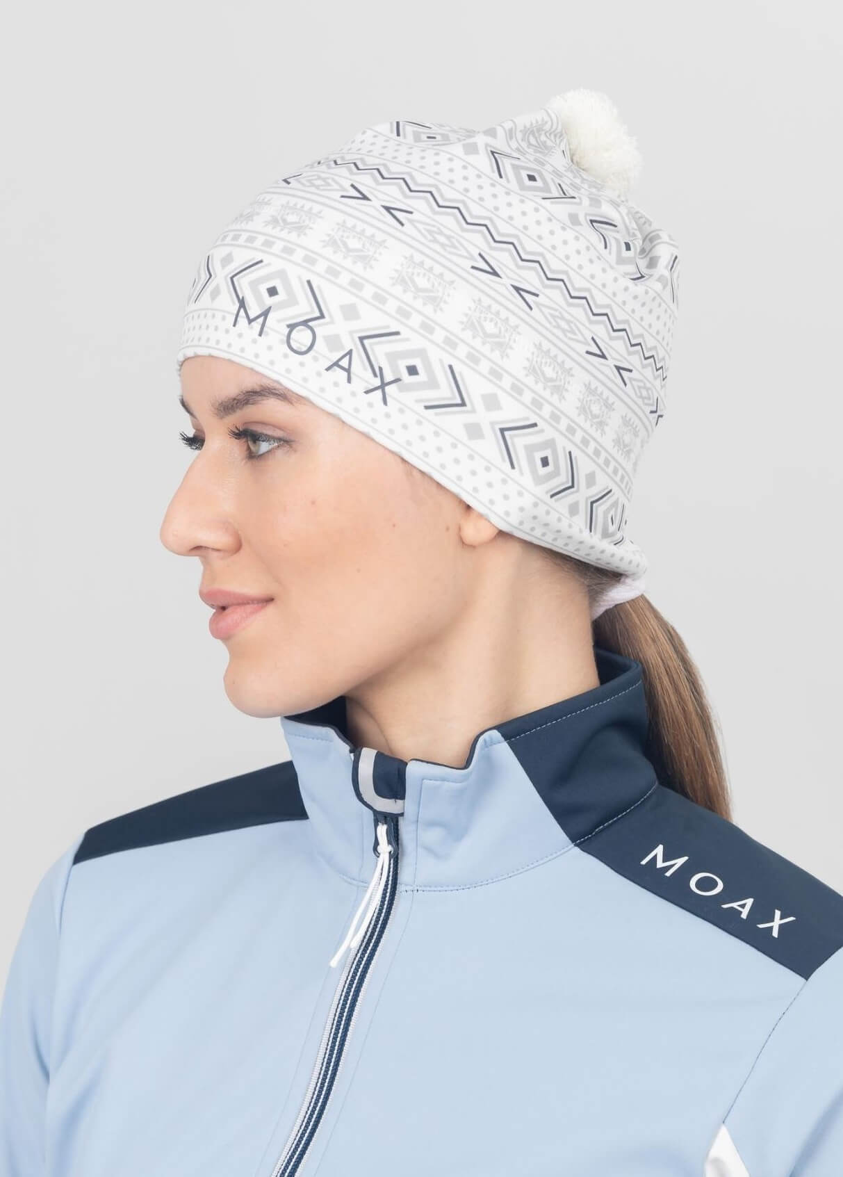 Спортивная шапка с помпоном Moax Tista белый принт - 3
