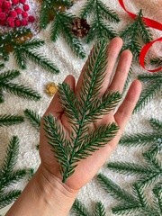 Еловая лапка, цвет темно-зеленый, 16 см, 5-ти лапка, набор 15 шт.