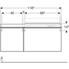 Geberit Citterio 500.568.JJ.1 Тумба для раковины 133.4x55.4x50.4см, черный / глянцевое стекло, темный дуб / меламин, структура дерева