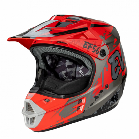 Шлем (кроссовый) Starks EF5 Base MX Красный/Серый глянец ABC XXL