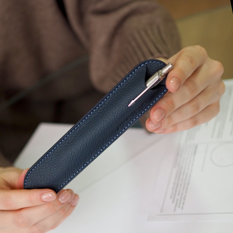 Чехол для ручки Stylo из кожи теленка, синего цвета