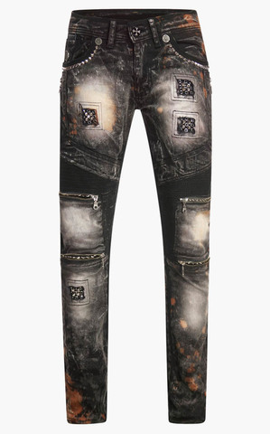 The Saints Sinphony | Джинсы мужские HEXAGRAM BLEACHED BLACK BIKER JEANS TSG301 перед