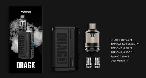 Комплектация вейпа Voopoo Drag 3