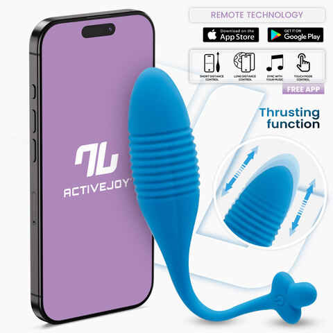 Интерактивное виброяйцо с поступательными движениями Thrusting Egg, синее