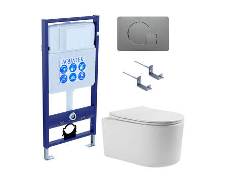 Aquatek SET Aquatek МИЯ-070 4в1 SET Aquatek МИЯ 4в1 (рама Aquatek Standard INS-0000012+ кркпеж KKI-0000002+клавиша KDI-0000070+унитаз МИЯ AQ2004-00 с тонким сиденьем soft-close)