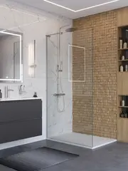 BelBagno UNO-L-1-TB-110-C-Cr Душевая перегородка универсальная с односторонним входом, стекло прозрачное, профиль хром, 1100x2000 мм фото