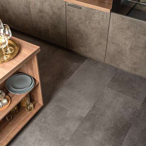 Виниловая плитка Vinilam - Ceramo (клеевой) Цемент стальной
