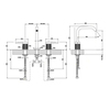 Gessi 316 54212#239 Смеситель для раковины на 3 отверстия, без донного клапана, излив 156мм, h=201мм, цвет: steel brushed