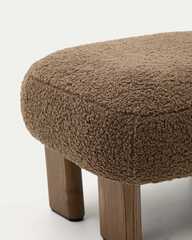Пуф Cabana Taupe Boucle с ножками в отделке орех 65x55,4