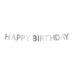 Гирлянда серебряная "С Днем Рождения" [Happy Birthday] 1.8 м