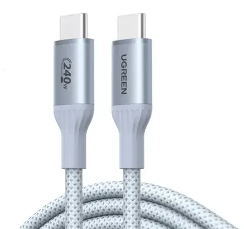 Кабель UGREEN L534 (75732) USB-C to USB-C 240W PD Fast Charging Cable,  2м,  серебристо-голубой